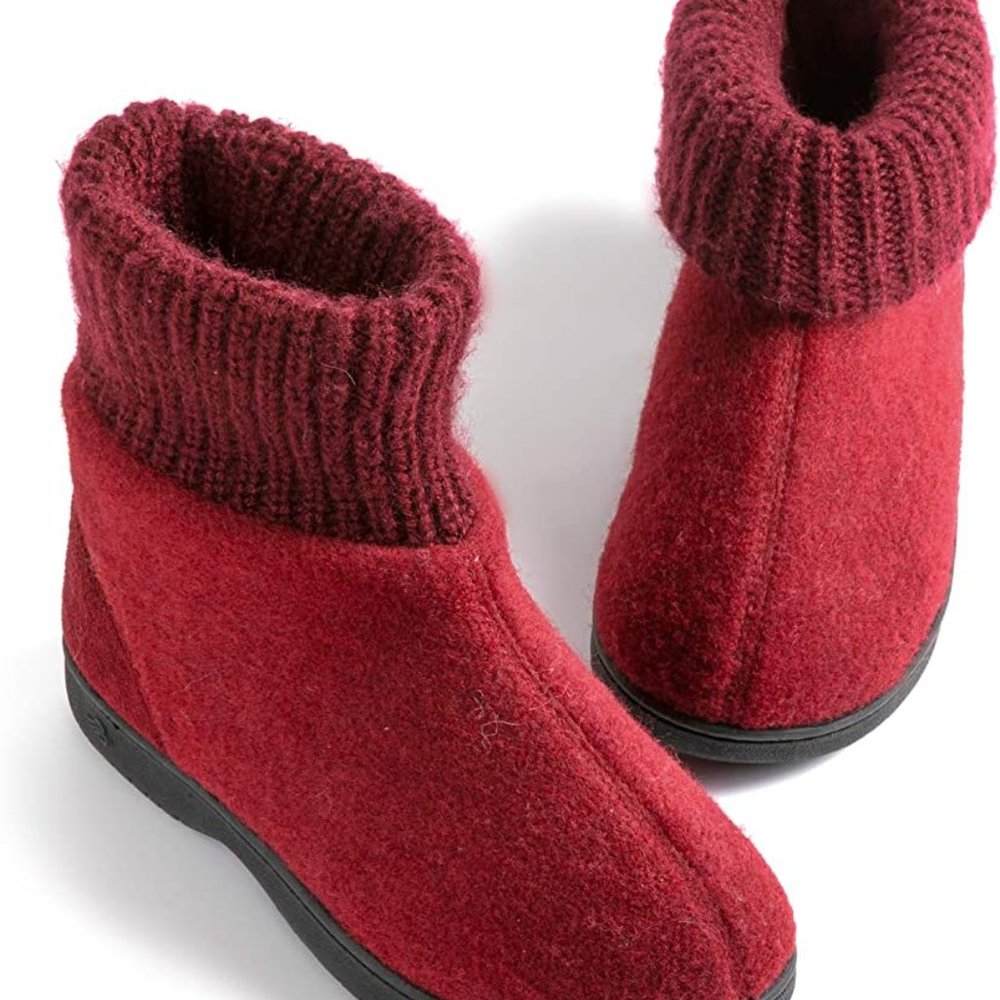 Zigzagger Women's Memory Foam Bootie Slippers, Cozy Winter House Shoes, Size 9
